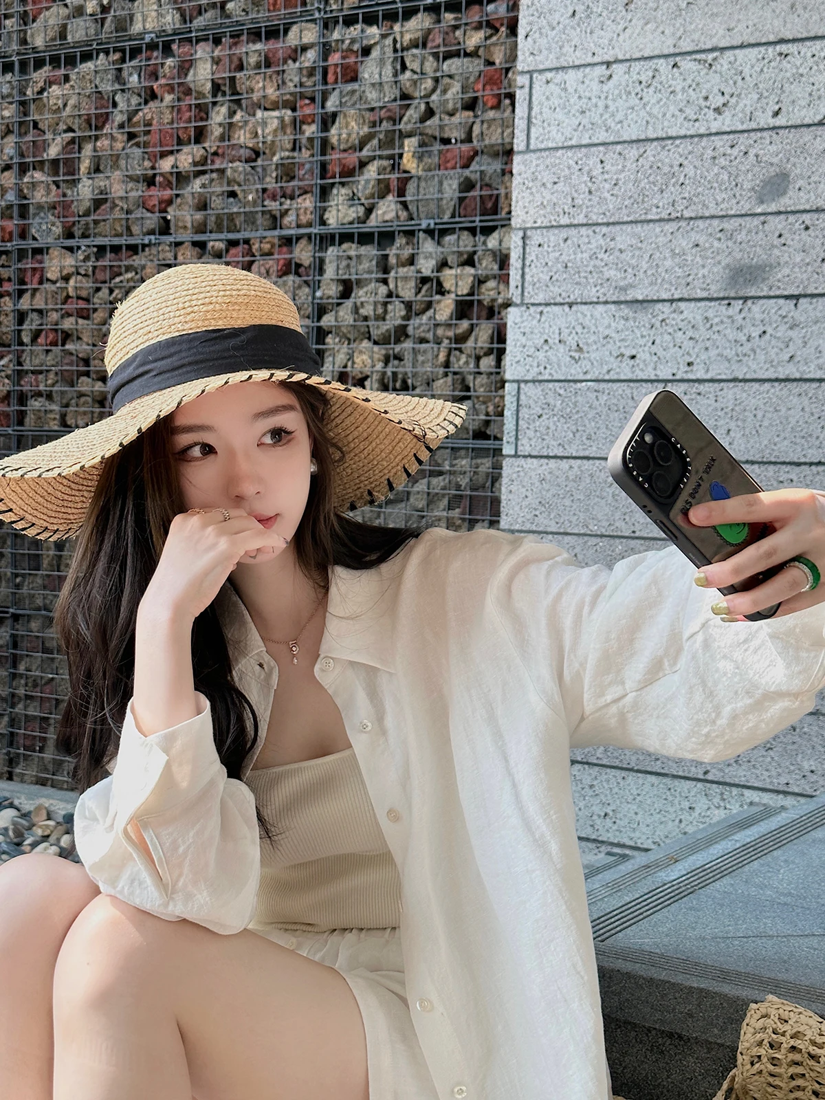 

Lilylikes Original Light Oxygen Linen Loose ape Lazy irt orts Set Casual Sle Long Sve Button up Women Faion