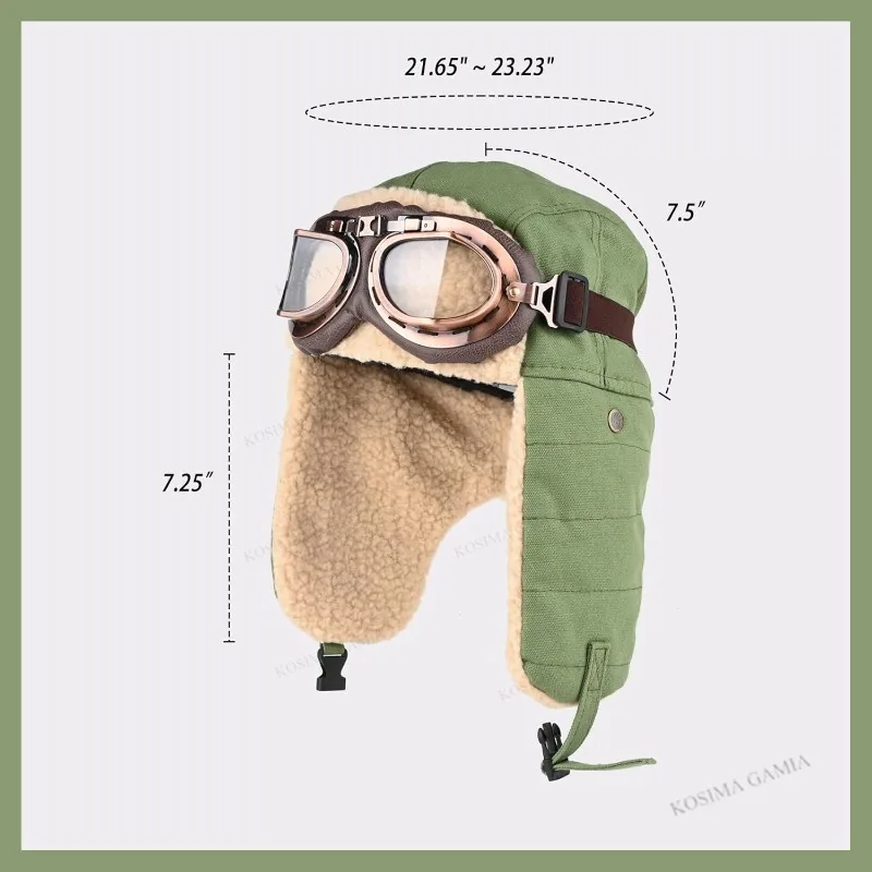 Gorro Aviador Térmico Antiviento con Gafas - close-up view