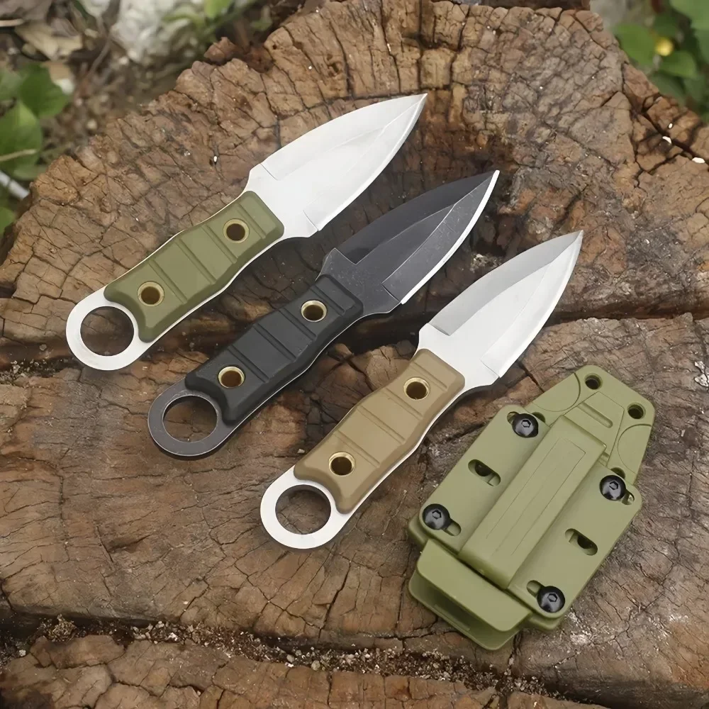 

Outdoor Camping Survival Tactical Small Straight Knife with K Sheath, Hiking, High Hardness, EDC Portable Versatile Fruit Knife