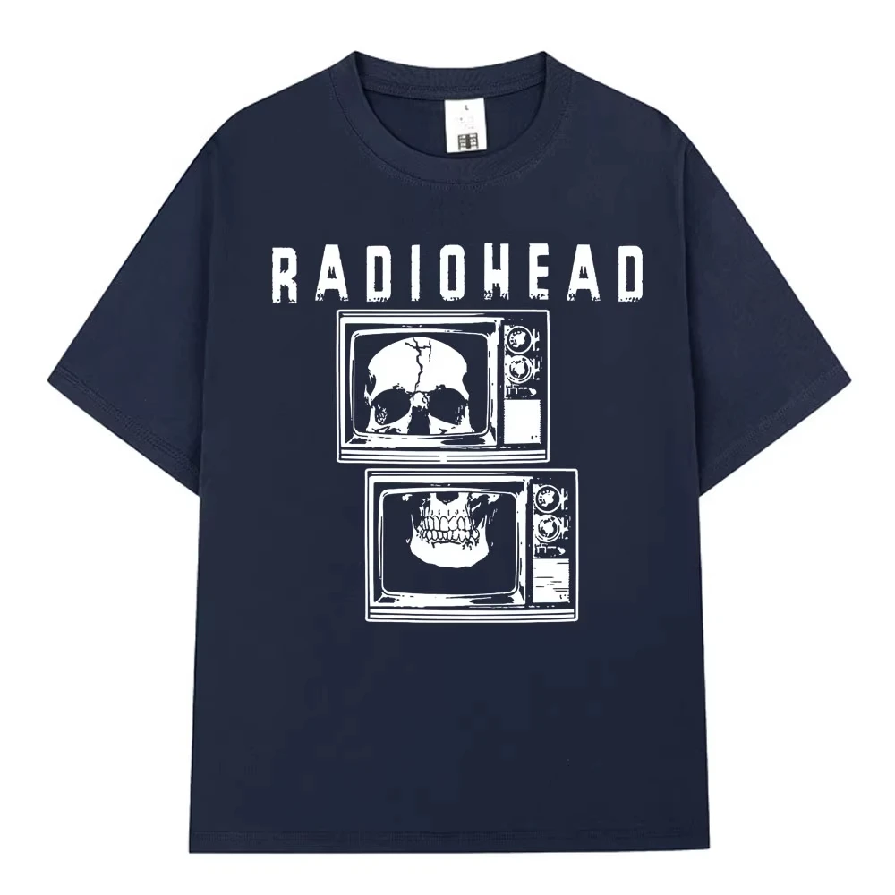 2026 Summer Hot Sale Radiohead Skeleton Rock Band T Shirts Y2K Men Women Hip Hop Gothic T-shirt Gothic Cotton Oversized T-shirt