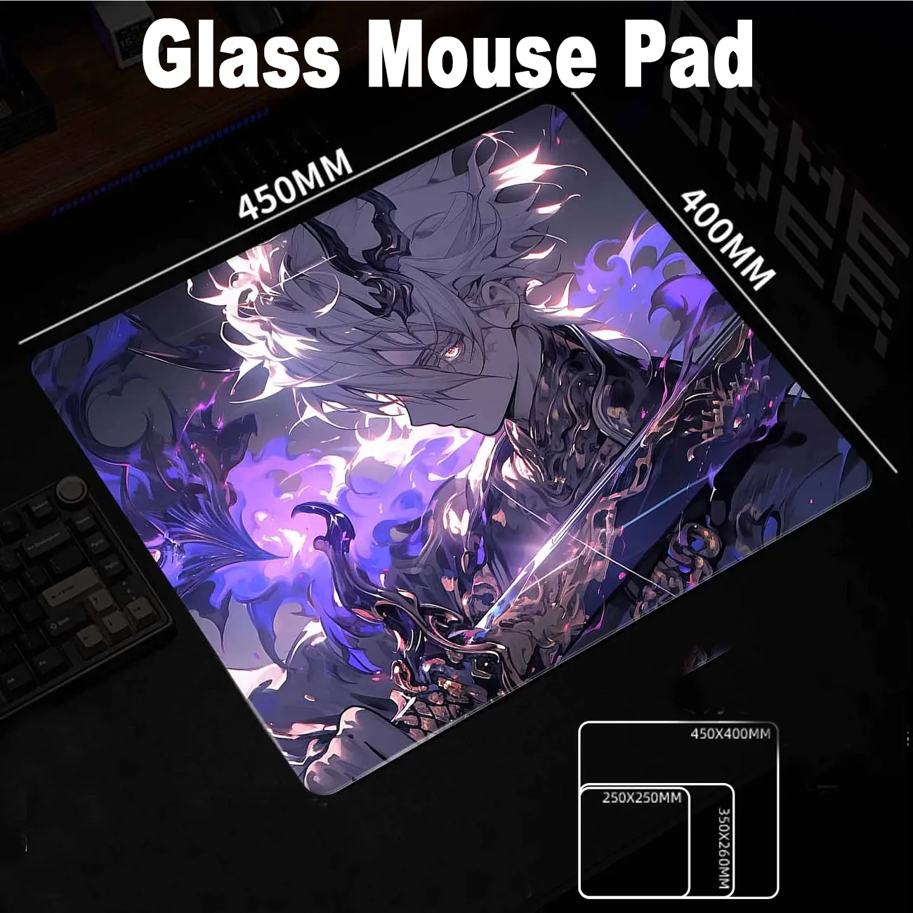 

Anime Boy Secondary Yuan Glass Gaming Mouse Pad XS Smooth Frosted Surface Desk Mat Tempered Upgrade FPS Office Accessories Pad