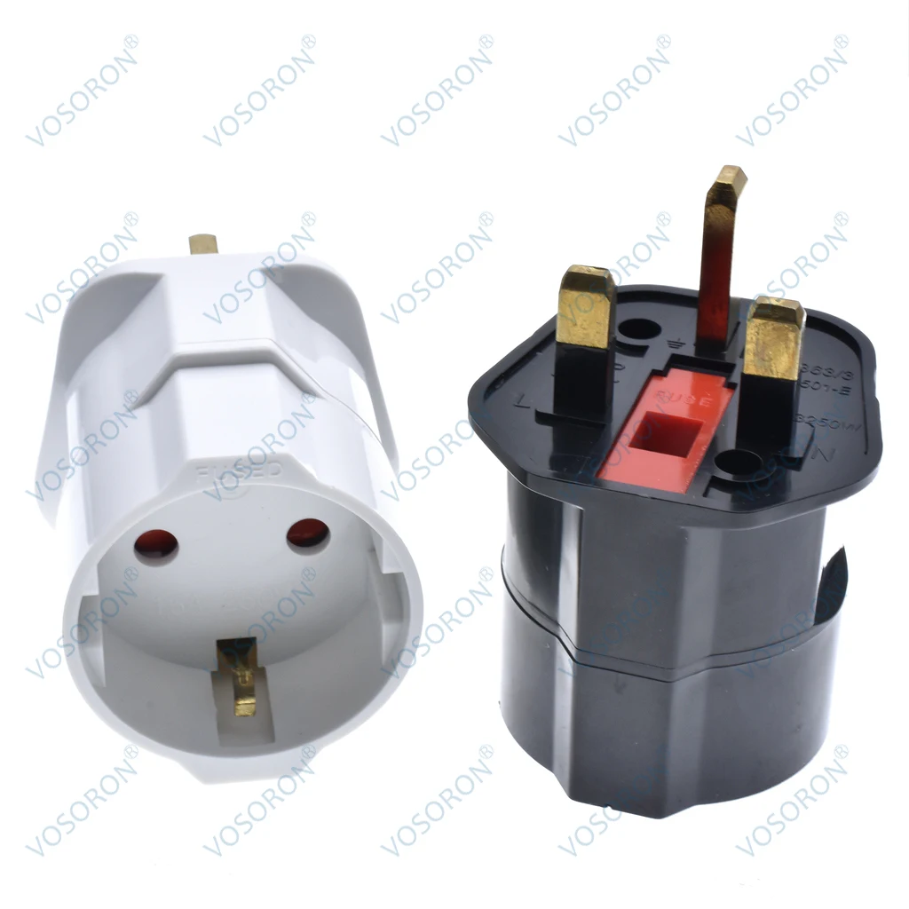 Universal Copper Korea Germany Russia EU To UK Power Adapter European To British Singapore Malaysia Converter Type G Fused Plug