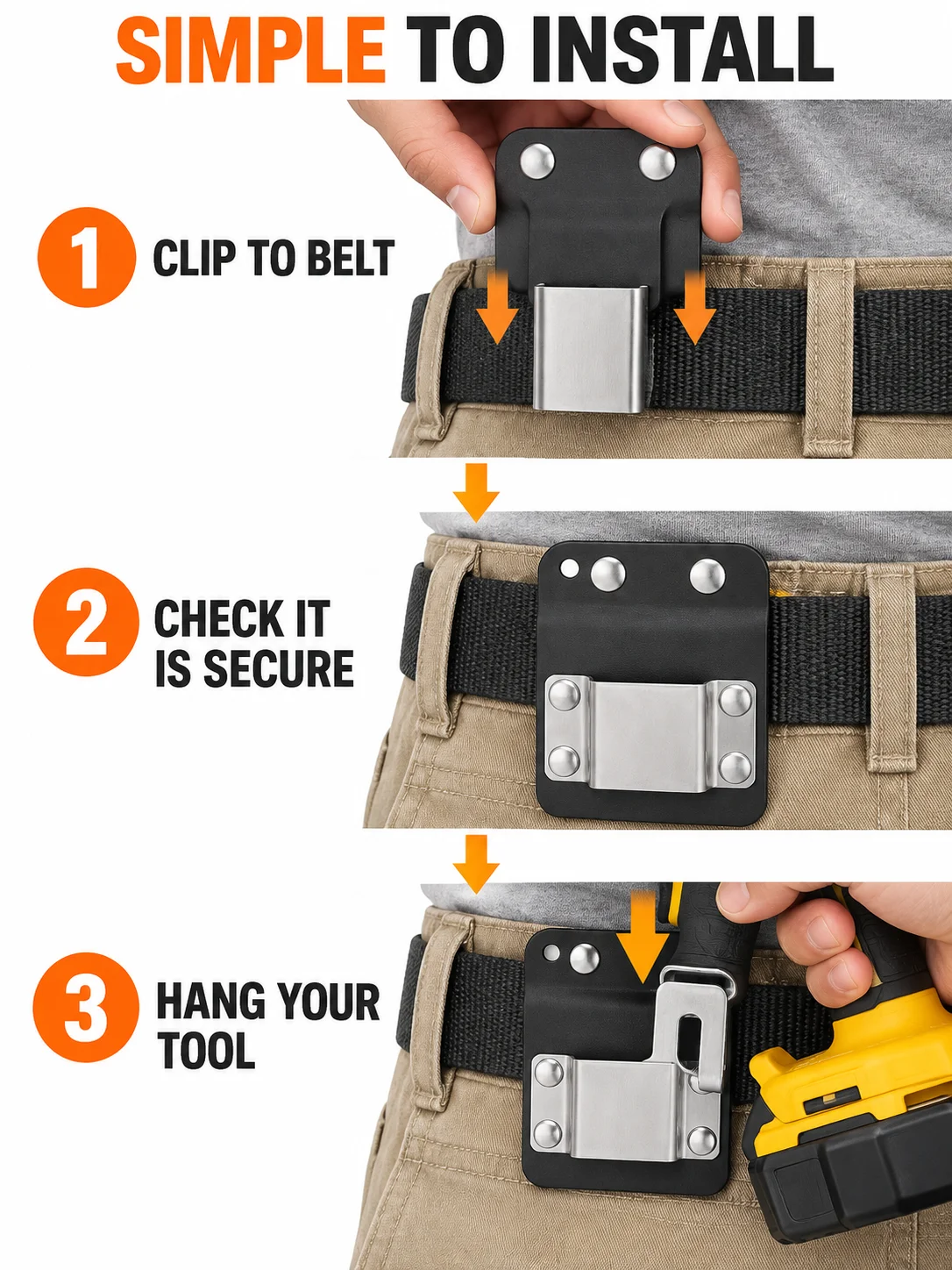 Clip-On Werkzeuggürtel Bohrhalter, Tragbares Hakenholster für Akku-Bohrmaschine, Nagler, Maßband, Arbeiter-DIY-Reparatur – Detail 5