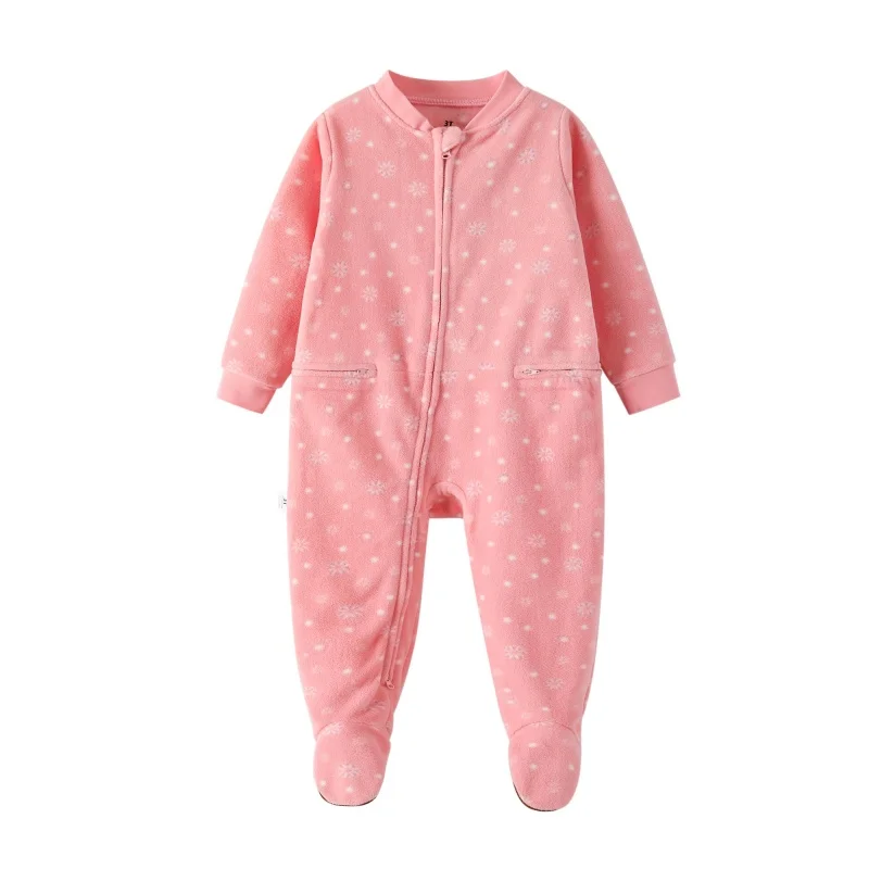 Four season children's fleece jumpsuit pajamas, men's and girls' home jumpsuits