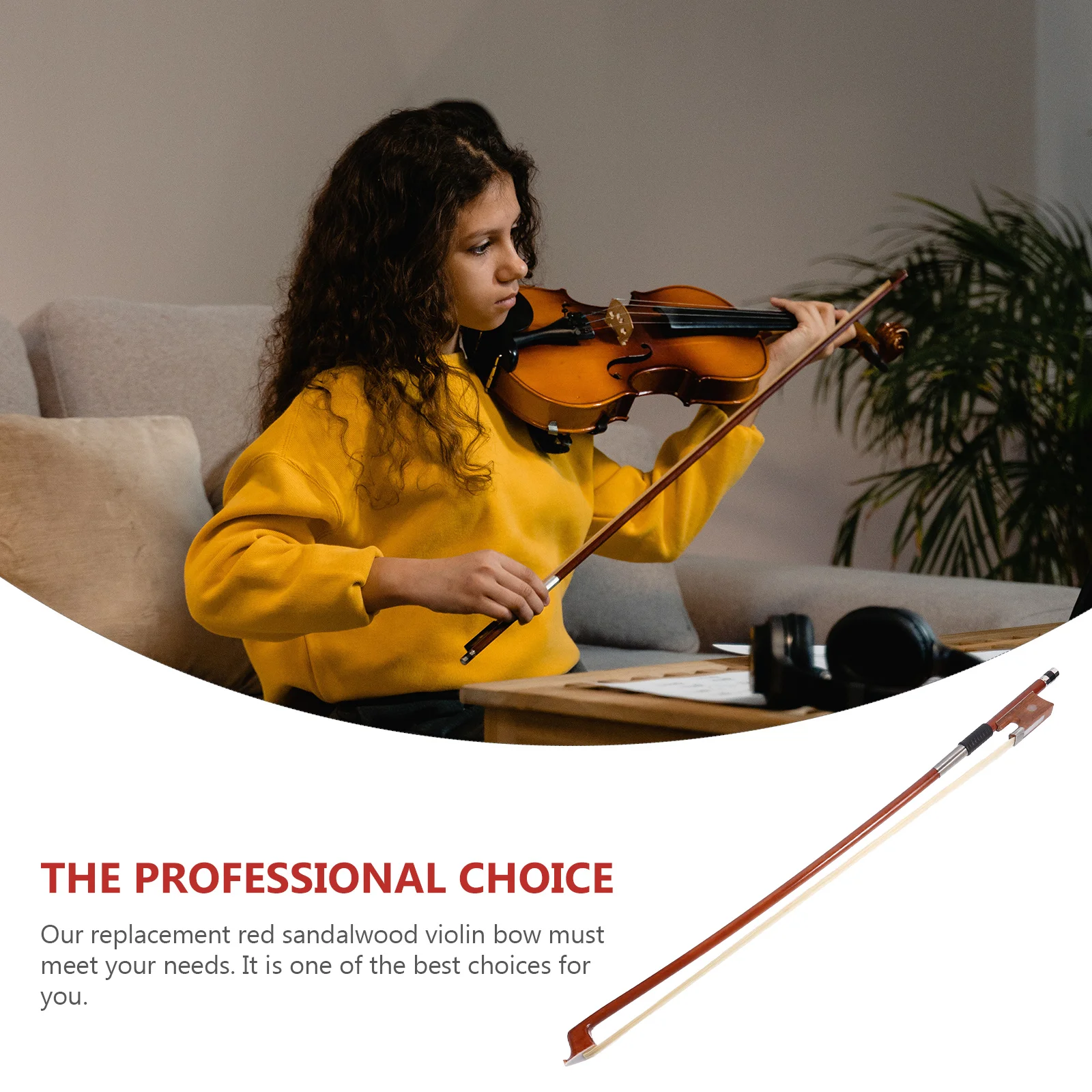 

Student Violin Bow 1/10 Size Horsetail Hair Red Sandalwood Practice Bow for Beginners Instrument Music Accessory