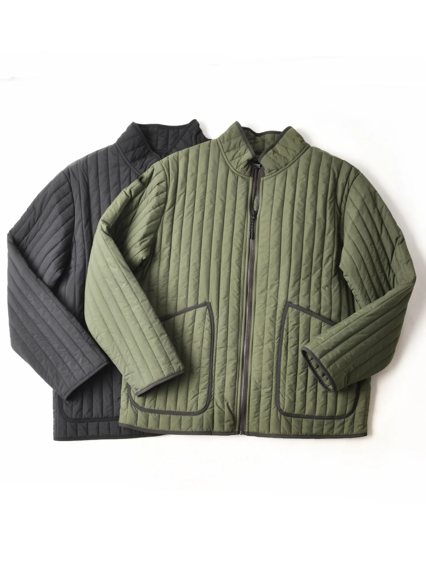 New American Style Lightweight Quilted Cotton Jacket Men's Autumn Winter Casual Loose Fit Zipper Closure Warmth Stand Collar