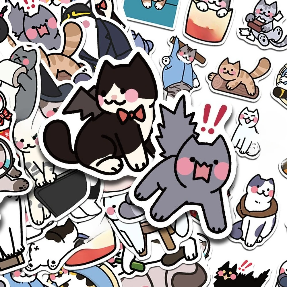 

10/50 шт., наклейки с милым котом из мультфильма, сделай сам, украшения для справочников, настольные шлемы, чехлы для телефонов, компьютерные граффити, водонепроницаемые