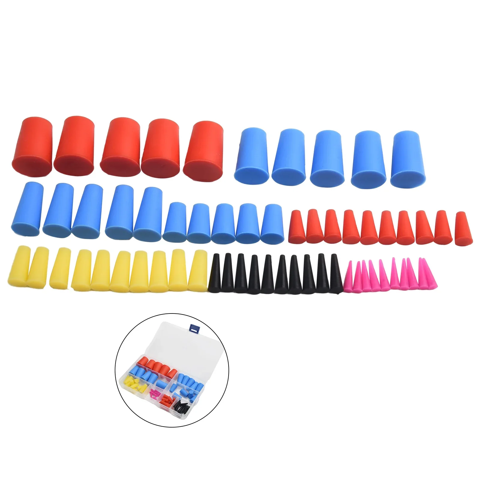 Cone Plugs Silicone Cone Plugs 60Pcs 60pcs/set 60x Parts Powder Coating Replacement Silicone Accessories Assortment Kit