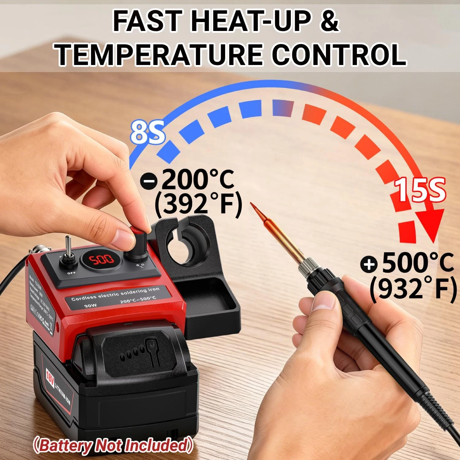 NEUER Kabelloser Lötkolben für Milwaukee 18V Akku, 90W Lötstation-Set mit 5 Spitzen, DIY-Lötset. (Nur Werkzeug) – Detail 2