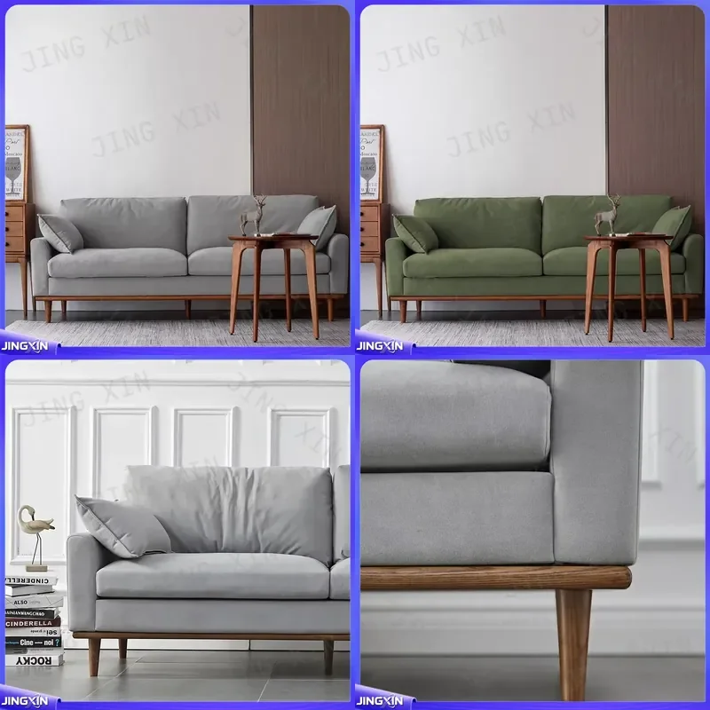 custom for Nordic Modern Simple Fabric Sofa 3 Seater Small Apartment Living Room Furniture Ash Wood Frame Couch