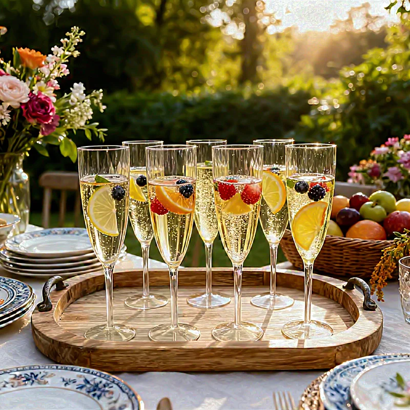 

Plastic Champagne Flutes 24/48Pcs Disposable Wine Glasses 6oz Reusable for Bachelorette Party Supplies Birthday Wedding Toasting