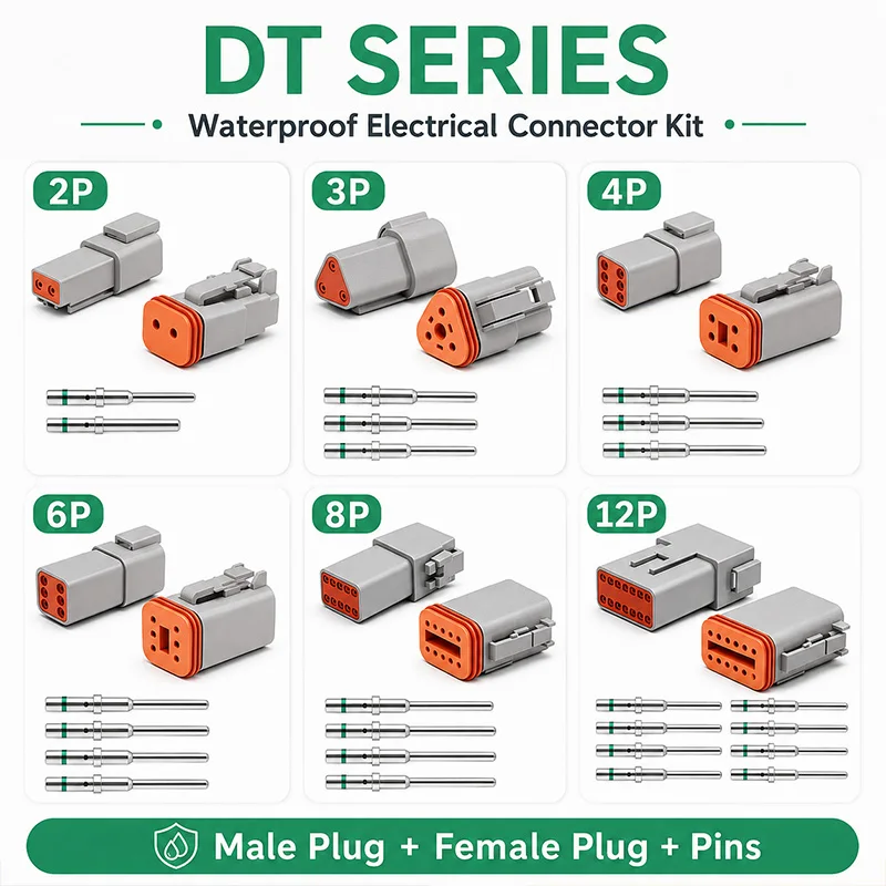 10 Sets DT Series Waterproof Connector Kit Male Female 2 3 4 6 8 12 Pin Wire Harness Plug Socket for Auto Truck Marine Wiring
