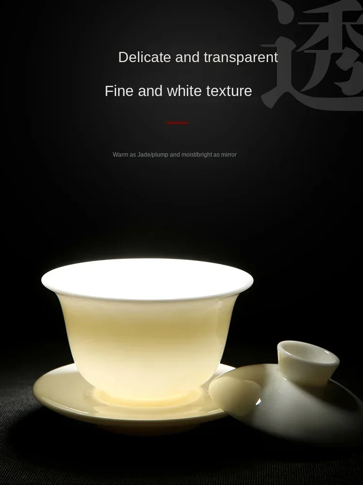 Sheep fat jade white porcelain Kung Fu tea set