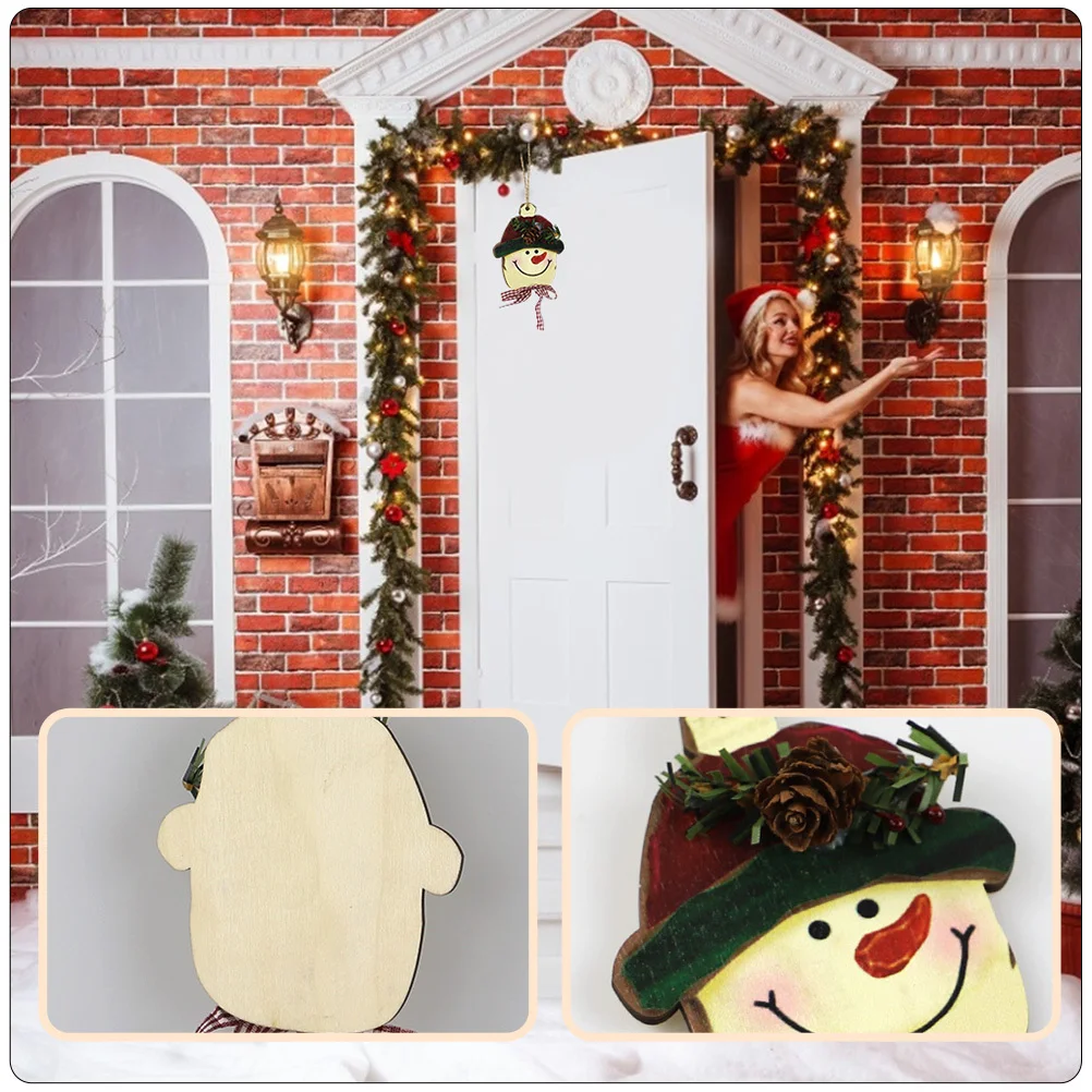 

2Pcs Snowman Christmas Wooden Hanging Decor Retro Style Festival Pendant Vintage Xmas Scene Decoration Christmas Hanging Decor