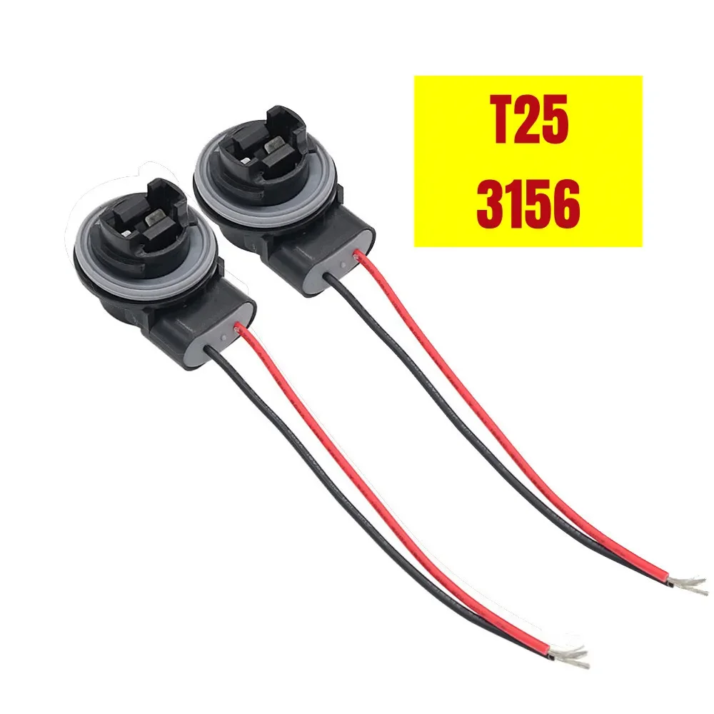 

2Pcs T25 3156 P27W Socket Car Lamp Light Adapter Extension Connector Plug Bulb Holder Taillight Socket LED Socket Connector