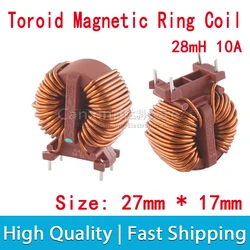 2pcs Vertical 28mH 10A Toroid Magnetic Ring Common Mode Inductor Large Current Wire Wind Coil Inductance Power Filter