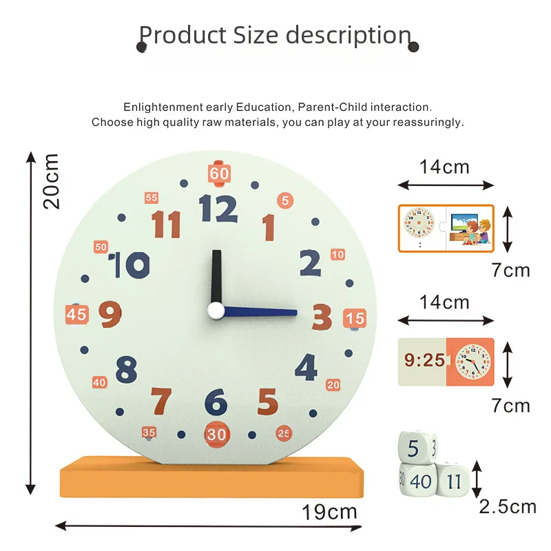 Numeri per l'educazione precoce del bambino Sveglia Orologio Apprendimento cognitivo Montessori Sussidi didattici per la scuola elementare Giocattolo