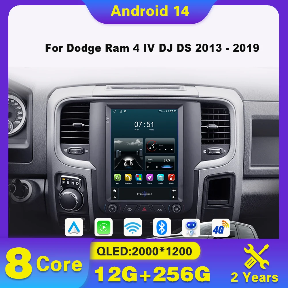 

Автомобильное радио Android 14 для Dodge Ram 4 IV DJ DS 2013-2019 Мультимедийный плеер Carplay Навигация GPS 4G WIFI Стерео блок dvd