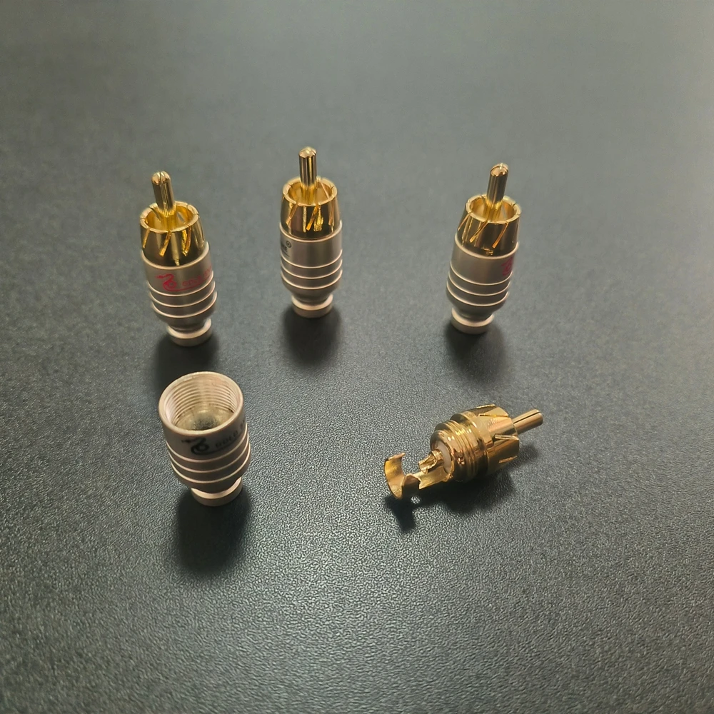 4 Stück 4mm Männlicher Audio-Video-Steckverbinder Vergoldeter Adapter für Kabel DIY Gold Snake RCA-Stecker HIFI Vergoldetes Audiokabel RCA – Detail 4