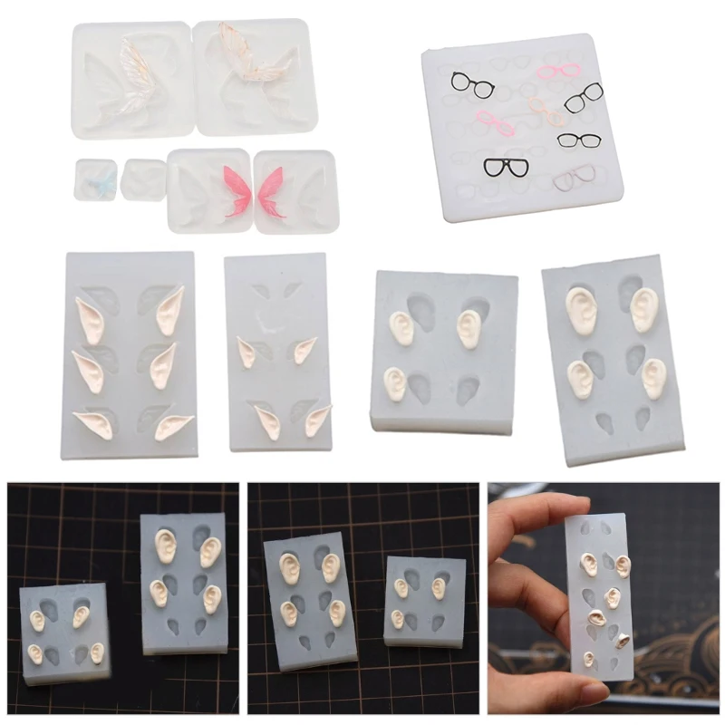 Cute Ear Silicone Mould for DIY Pottery Clay Crafts Flexible and Portable Silicone Mould for Cosplay Ears Pattern Clay Ornament