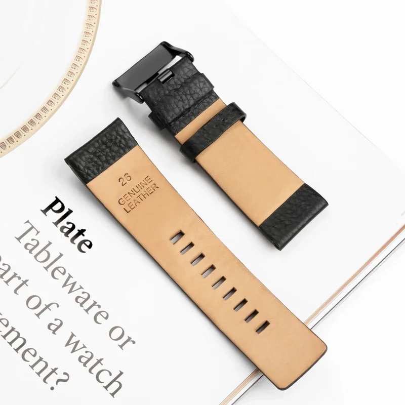 For Diesel Chameleon Smooth Anti-Allergy Cowhide 24 26 27 28 30 Dz4318 7395 7370 7391 7396 Waterproof Genuine Leather Watchband