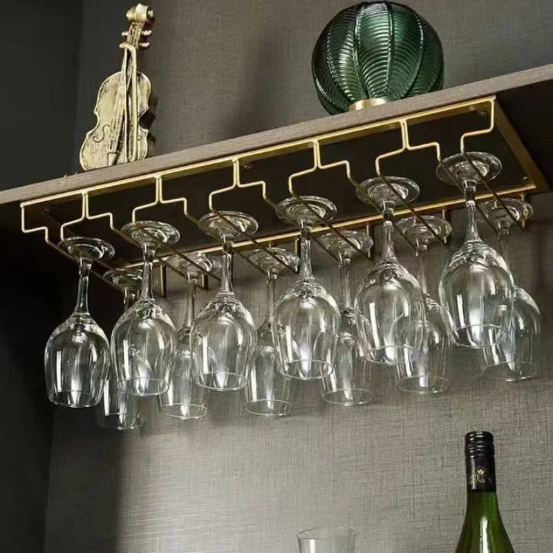 European Style Light Luxury Household Red Wine Cup Holder Iron Wall Mount Wine Glass Hanging Rack Wine Utensil Storage Rack