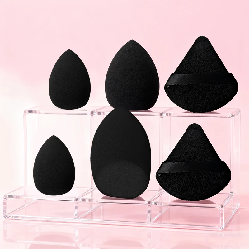 Set di 6 spugne per trucco, fondotinta morbido, frullatore di bellezza, uso asciutto e bagnato, soffio per cipria, strumenti cosmetici portatili