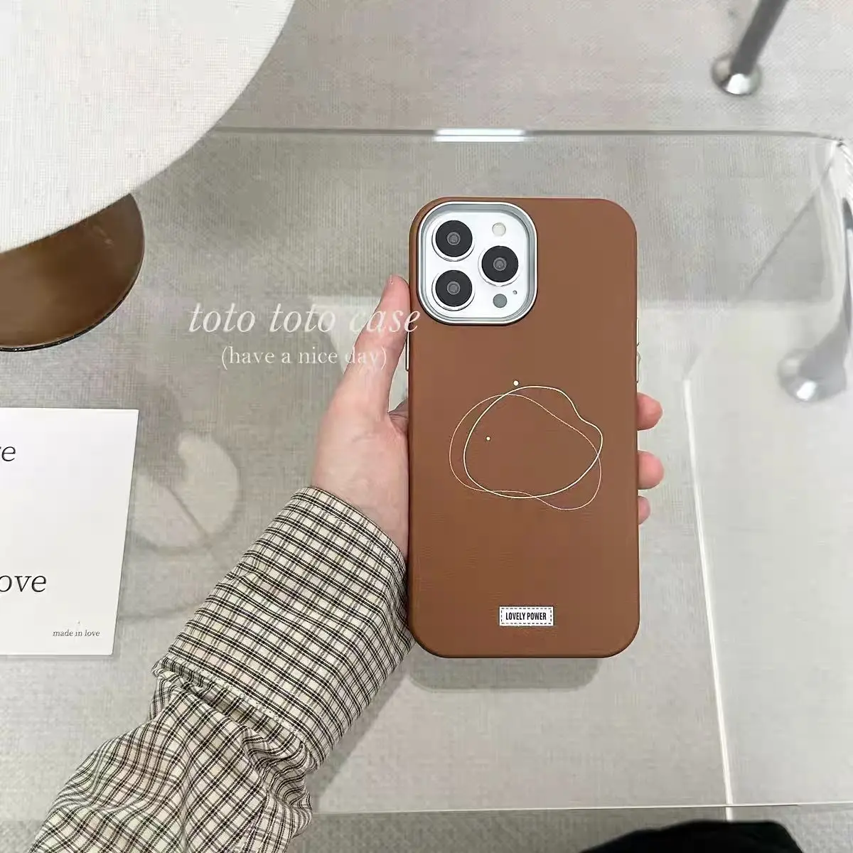 Niche ins Autumn-Winter Caramel Brown leather phone case iphone13 for iphone15 New iphone16promax all-inclusive iphone14