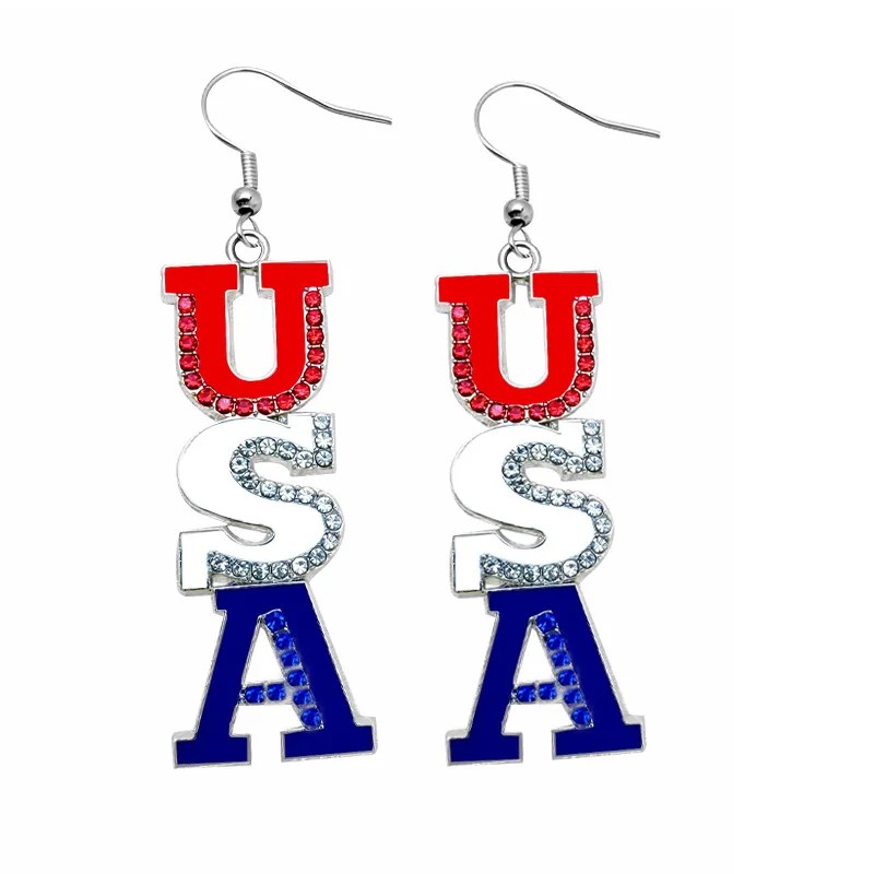 2026 USA Independence Day Earrings American Flag Enamel Eagle Drop Oil Dangle Earrings Women Patriotic Party Gift