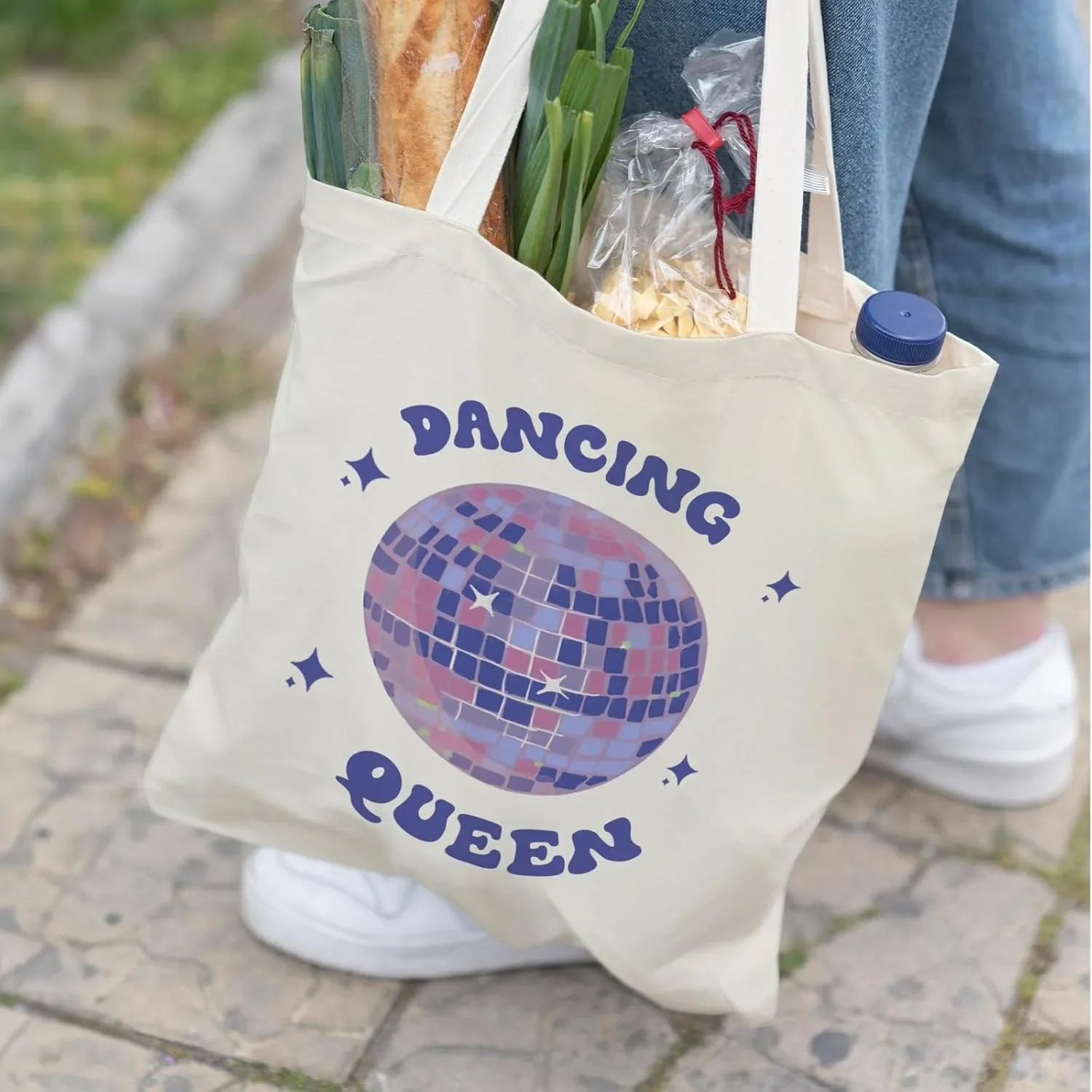 

Cotton Bags Dancer Gifts, Dancing Queen Canvas Tote Bag, Dance Teacher Gifts, Cute Hot Pink Purple Disco Ball Canvas Tote Bag