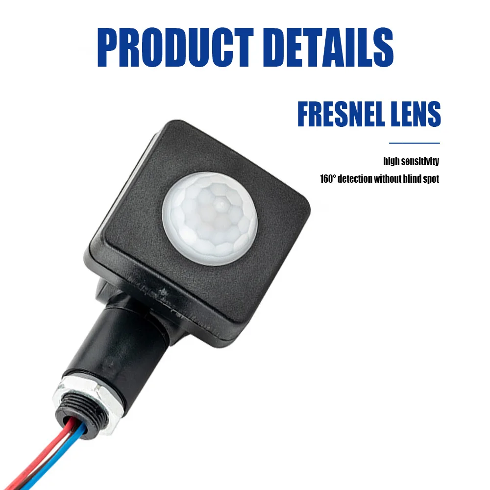 مفتاح مستشعر جسم بشري صغير بالأشعة تحت الحمراء ، ضوء فيضان LED ، مستشعر حركة PIR ، كاشف حركة مقاوم للماء ، 12