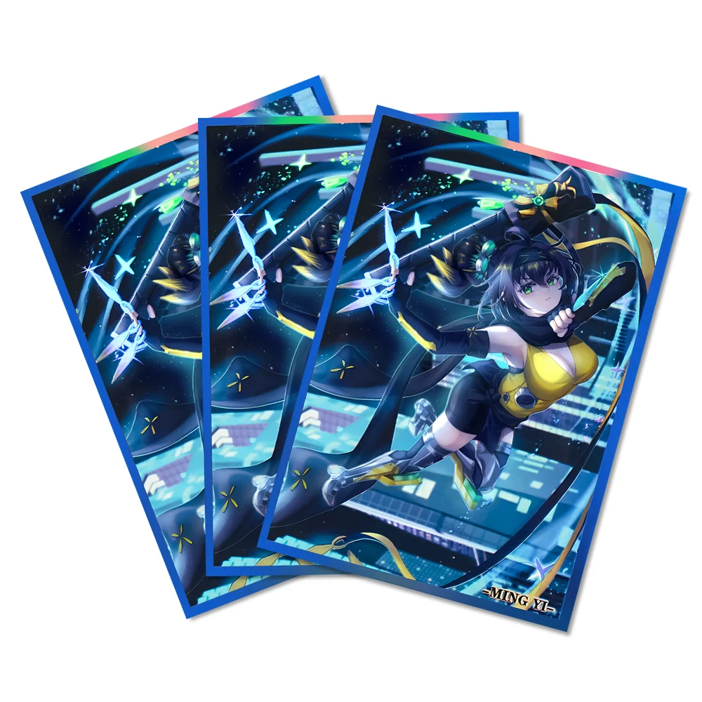 50 SZTUK 63×90mm Laserowe holograficzne migające koszulki na karty anime dla YGO/TCG Top Loading Cartoon Deck Shield Card Cover