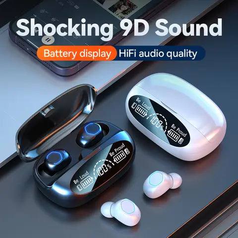 Wireless Earphone In-ear TWS Stereo Bluetooth 5.2 Earbuds AI Noise Cancellation Headphones With Mic 1200mAh Power Bank M22 Sport