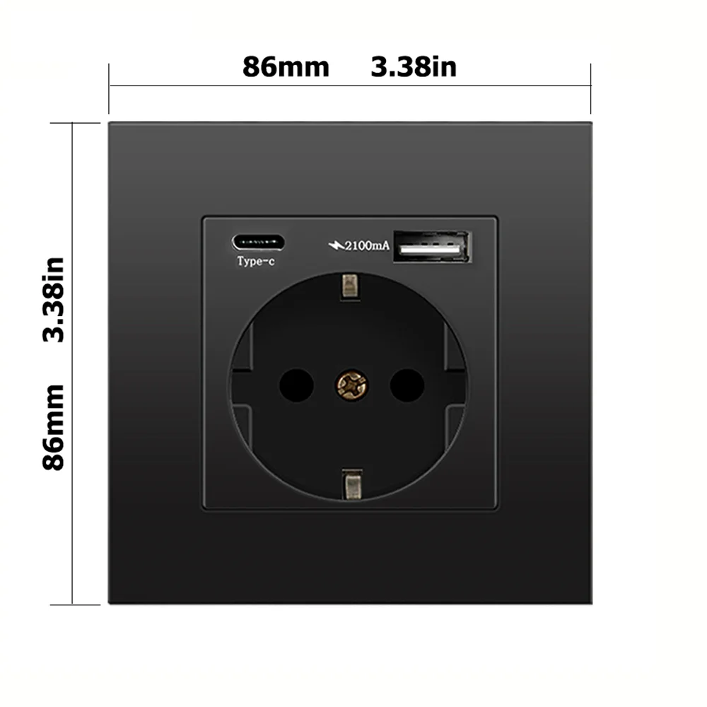 Eiomr eu standard steckdose, einfach und doppelt 220v 16a weiß schwarz pc panel eu steckdose, wand usb typ c stecker steckdose für zu hause