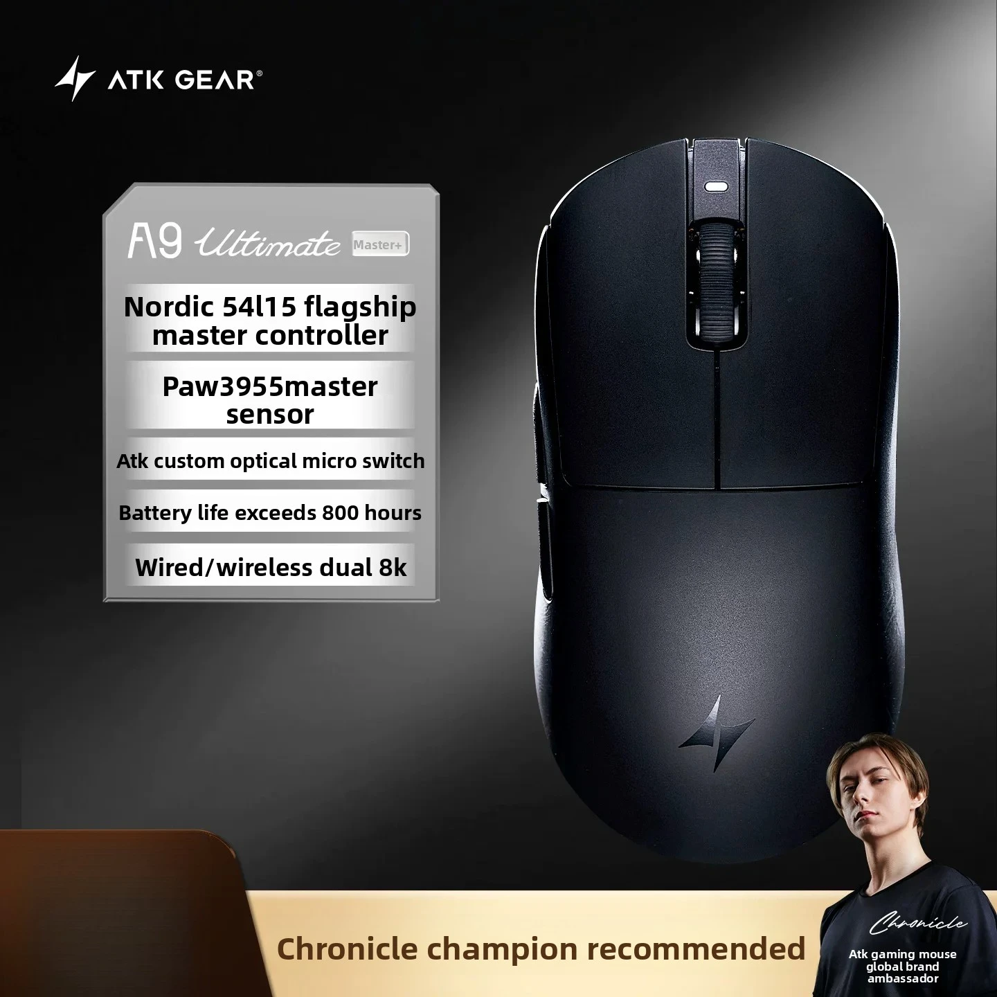 NEW ATK A9 MINI/AIR 2モード A9 Air Plus PAW3955 ゲーミングマウス