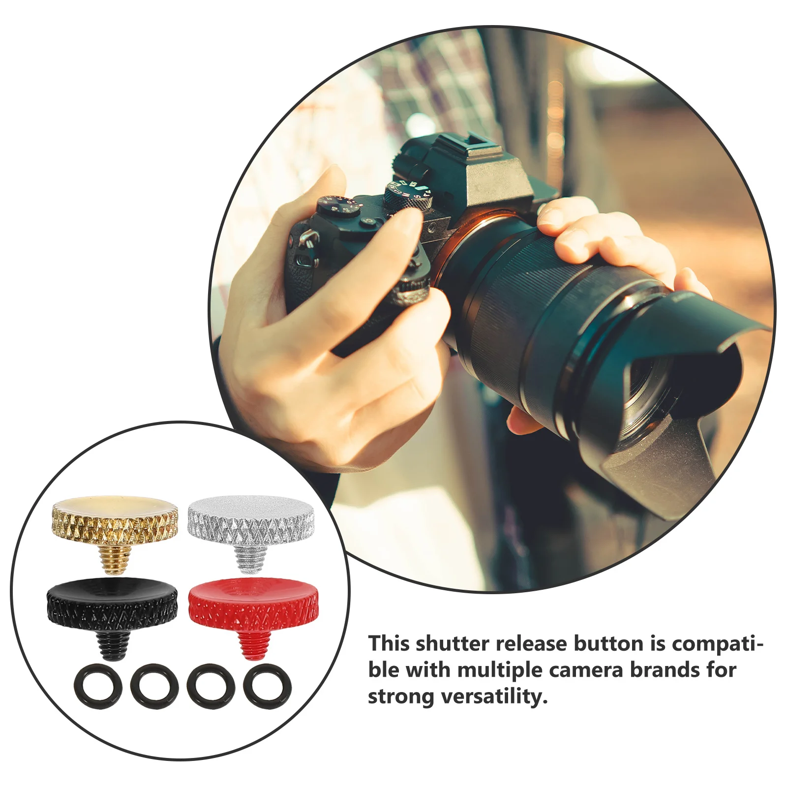 

4Pcs Camera Shutter Release Button Soft Aluminum Alloy Concave Surface Dslr Replacement Camera Part Reduce Shake Improve Image