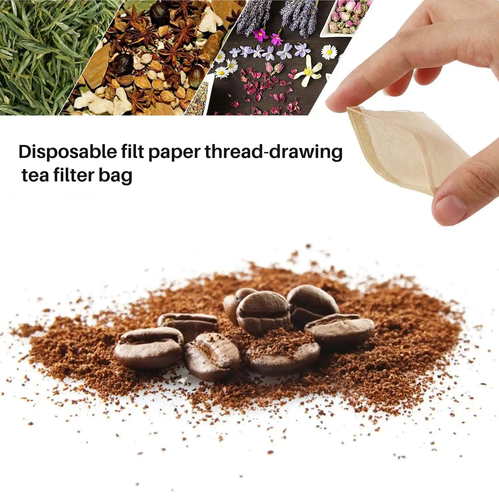 300PCS Tea Filter Bags, Disposable Paper Tea Bag with Drawstring Safe Strong Penetration Unbleached Paper for Loose Leaf Tea