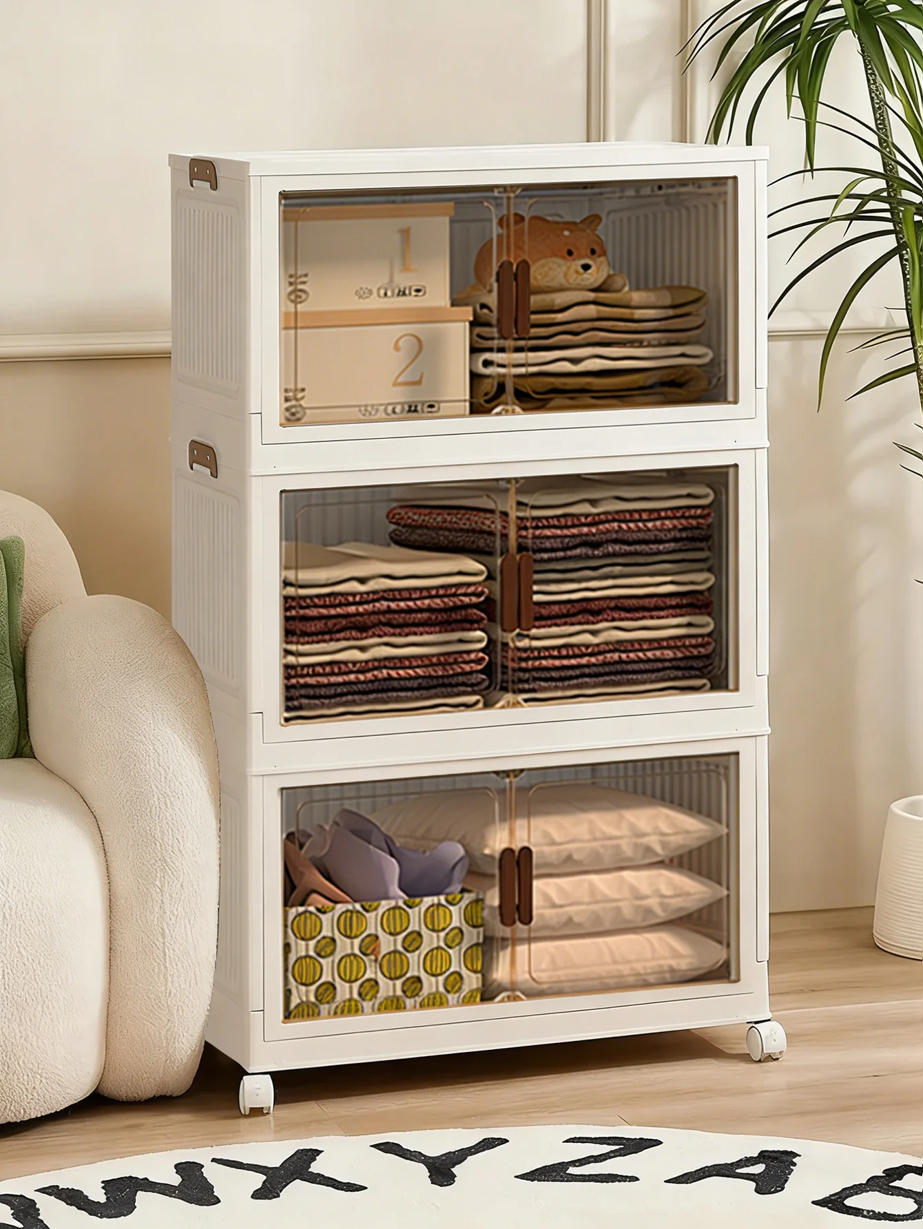 

1PCS-3 layers, each 70 cm wideHome Decorations Display Rack Big Capacity Storage Cabinet Plastic Foldable Shoe Shelf Collapsible Clear Shoe Boxes Stackable with Door Easy Assembly Living Room Stuff