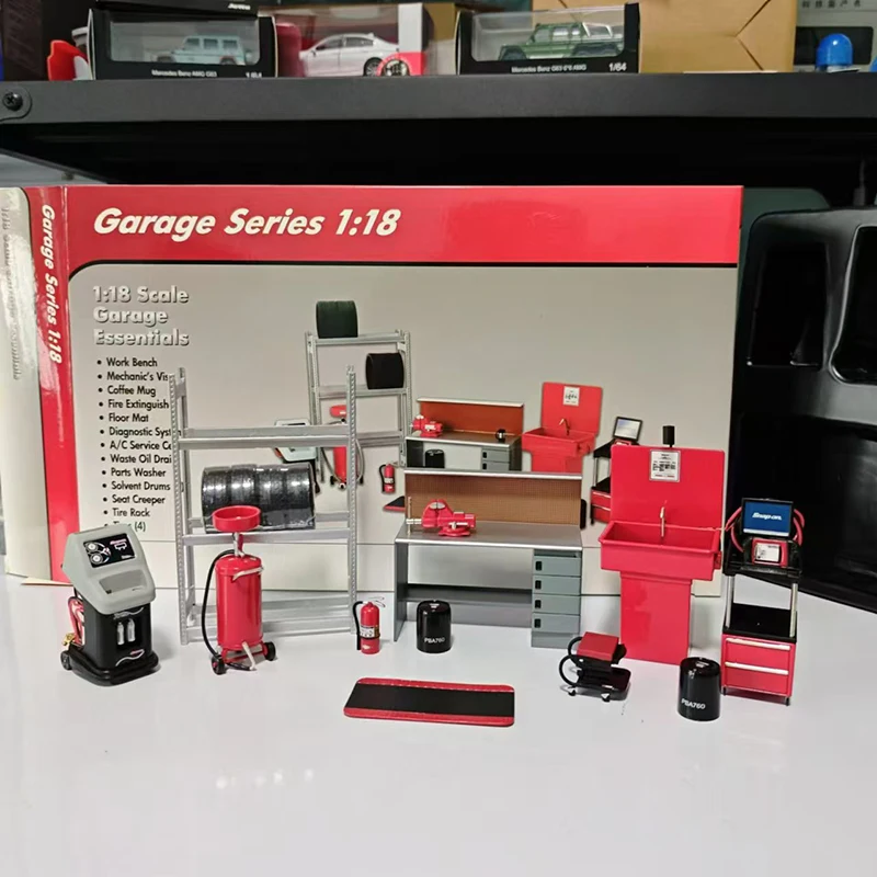 Diecast 1/18 Garage Series Model Car Repair shop Alloy Car Model Scene Display Set Collection Hobby Original Box