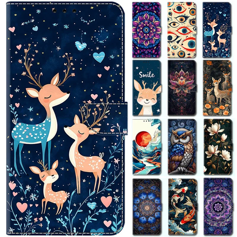 Funda de cuero tipo cartera con soporte para Sony Xperia 1 VII, Xperia 1 VI, Xperia 5, Xperia 10 VI, Xperia V, Xperia IV, Xperia III, Xperia 1 10 VII Smile Deer