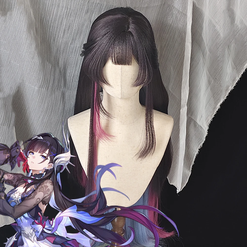 

Game Honkai：Star Rail Helektra Cosplay Wig Women Lolita Pink Gradient Heat Resistant Synthetic Wigs Halloween Carnival Prop
