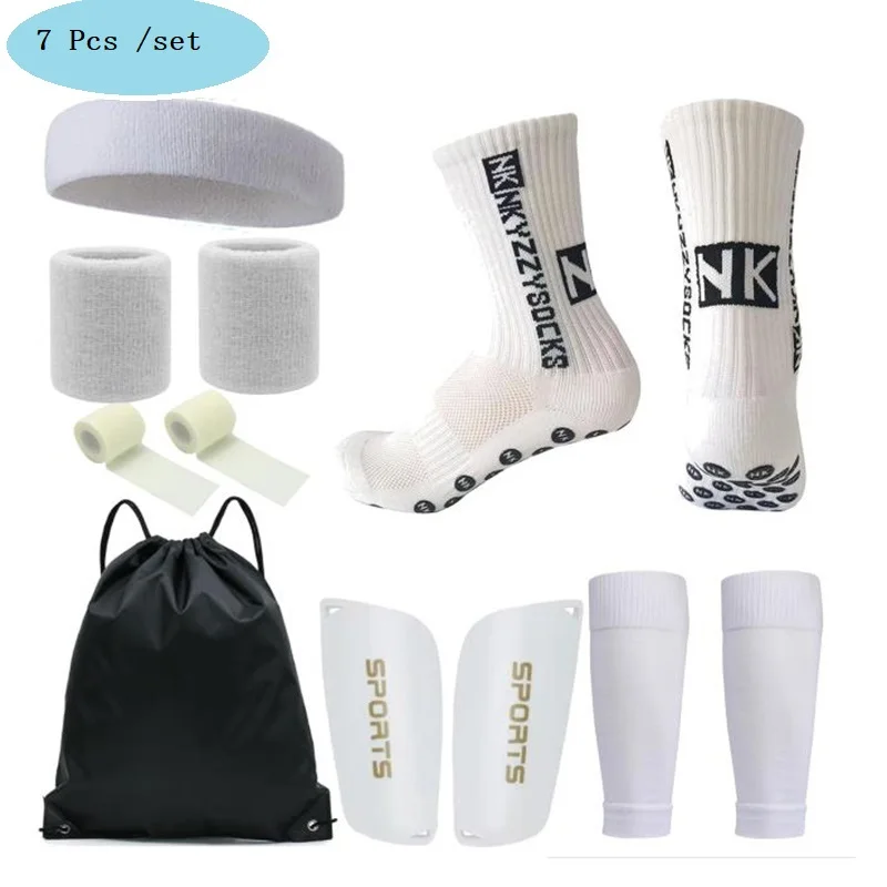 1/2/3/7Pcs Set Waterproof bag Football Socks Men Women Leg Guards Leg Cover Non-Slip Soccer Socks Shin Pad for Sports Training