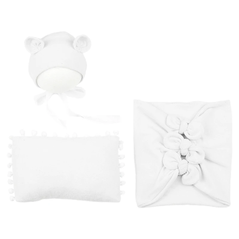 Bonnet d'emmaillotage pour bébé, 3 pièces, pour coussin tête, cadeaux pour nourrissons, vêtements prise vue