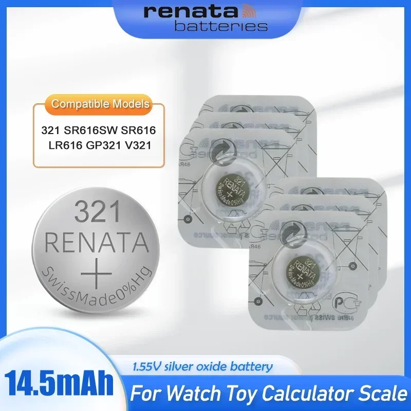 20-100PCS New Renata 321 SR616SW SR616 V321 GP321 1.55V Silver Oxide Watch Battery For Camera Scale Button Coin Cell Swiss Made