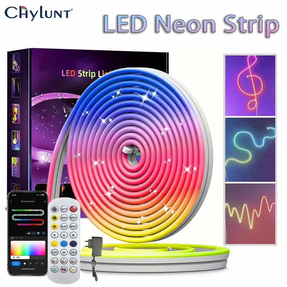 Led TUYA aplikasi Wifi 24V 96Led silikon Strip Neon 24-kunci pengendali jarak jauh rgbvic musik untuk mengikuti Strip cahaya berubah warna