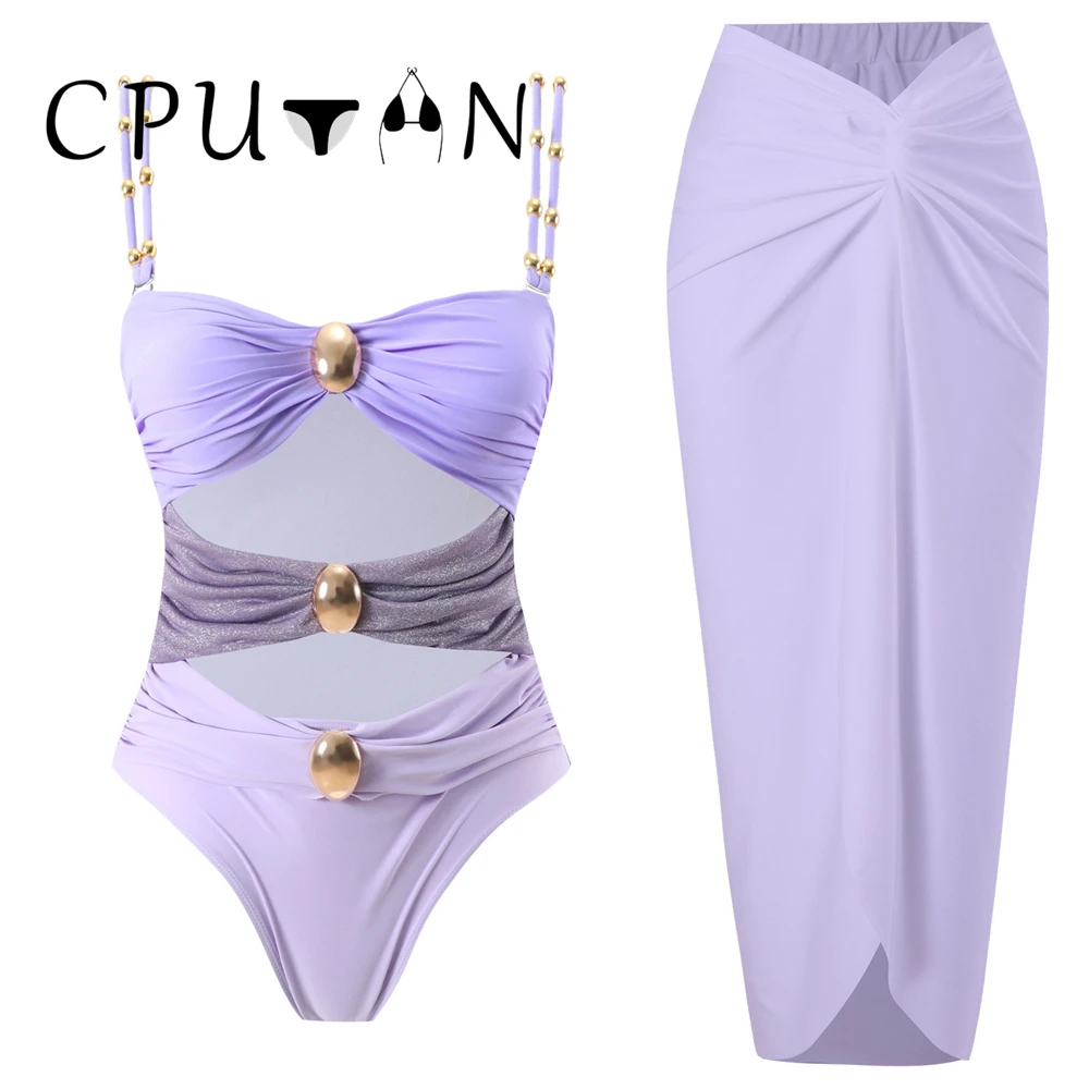 CPUTAN 2024 Sexy Bikini Set Brazilian Biquini Women Push Up One Piece Swimwear Skirt Bathing Suit Girls Summer Beachwear Dress