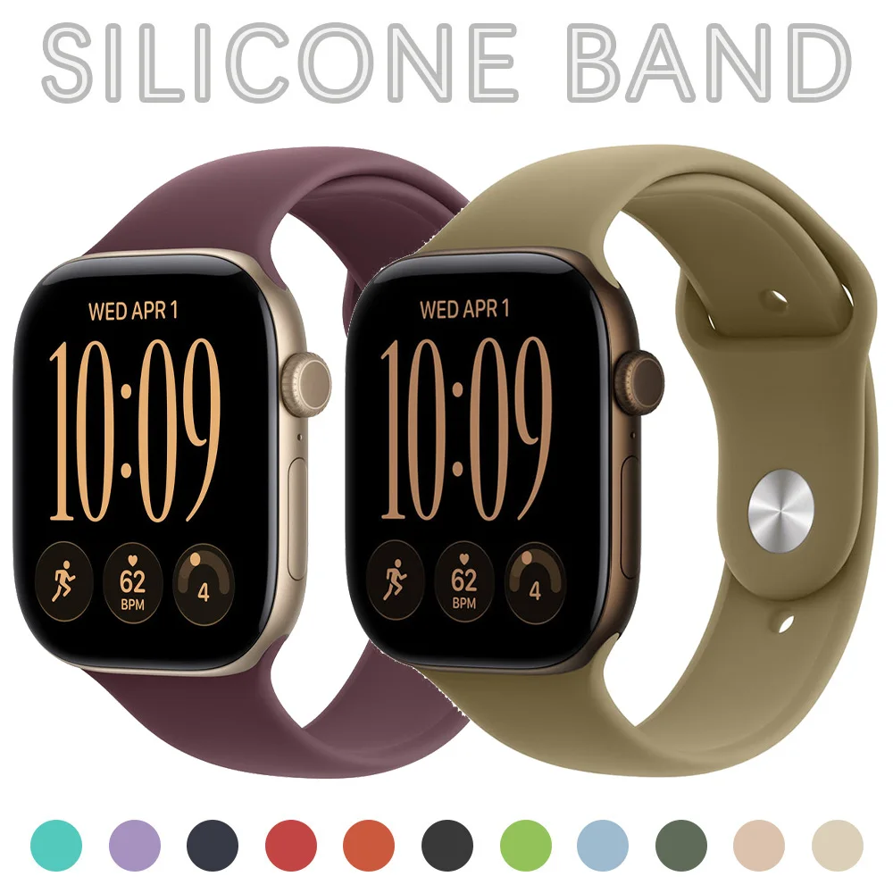 Silikonarmband für Apple Watch, 40 mm, 49 mm, 44 mm, 45 mm, 46 mm, 42 mm, 41 mm, Sportarmband, iWatch Series 12, 10, 9, 8, 7, SE, Ultra 4/3.