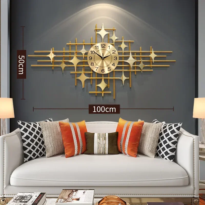 

Golden Metal Star Wall Clock Living Room Household Fashion Personality Creative Watch Wall Silent Nordic Modern Home Decor