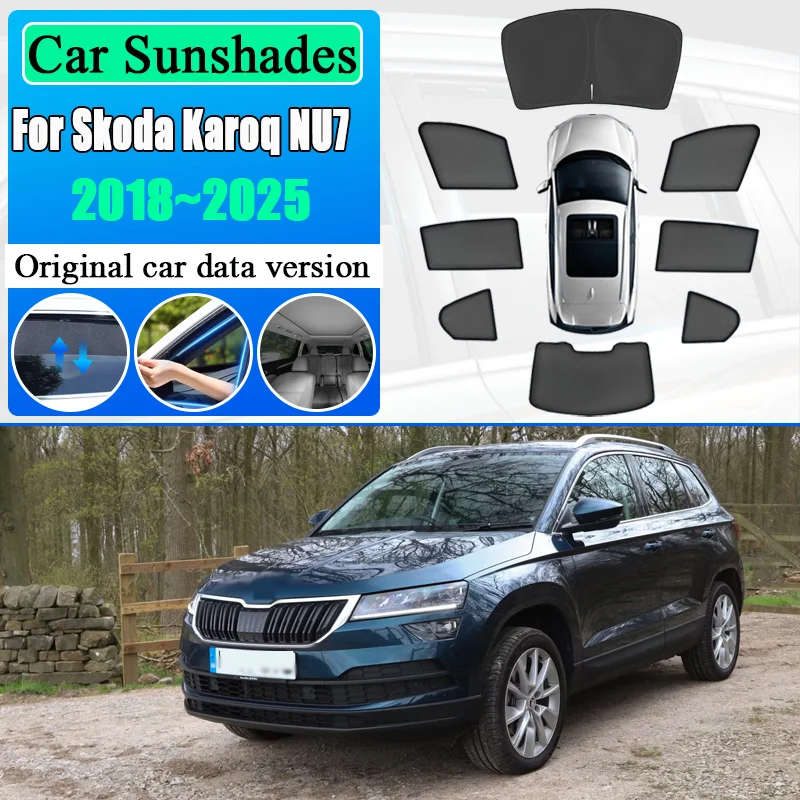 

Для Skoda Karoq NU7 2018 2019 2020 ~ 2025 магнитный солнцезащитный козырек на лобовое стекло боковое окно автомобиля сетчатые солнцезащитные козырьки теплоизоляционные аксессуары