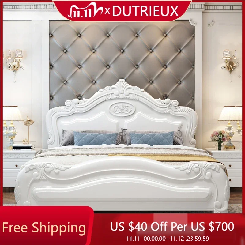 

Luxury Queen Double Bed Wood Drawers High End Twin Frame Double Bed Headboard Modern Sleeping Camas Matrimonial Furniture